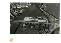 Black and white aerial photograph of Upshire school