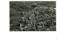 Black and white aerial photograph of Waltham Abbey