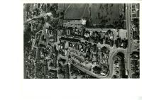 Black and white aerial photograph of Waltham Abbey