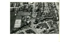 Black and white aerial photograph of Waltham Abbey