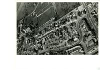 Black and white aerial photograph of Watham Abbey