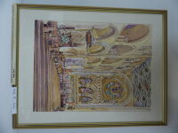 Framed watercolour of The Nave, Waltham Abbey, by Dorothy Thomas