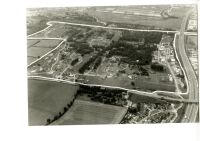 Black and white aerial photograph of Waltham Abbey
