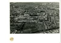 Black and white aerial photograph of Waltham Abbey